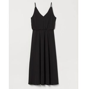 NWT H&M Black Long Spaghetti Strap Dress, Womens Size L
